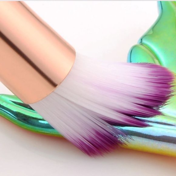 10 Piece Diamond Mermaid Make Up Brush Set Rainbow - Picture 4 of 6